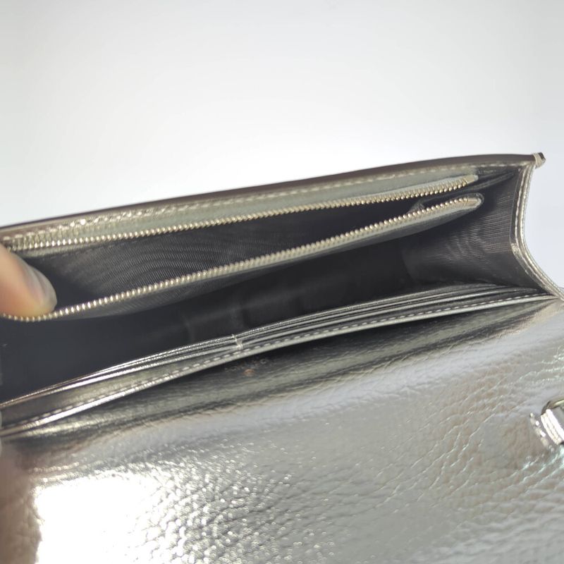 Gucci GG Marmont Chain Shoulder Wallet / 497985 / Silver / Wallet Bag [] A