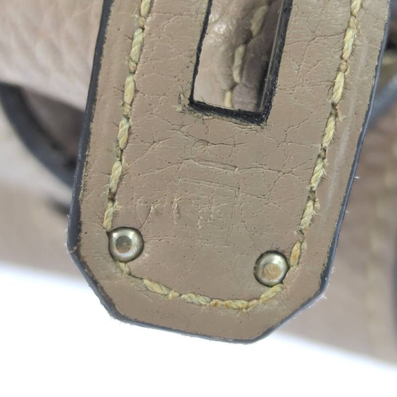 Hermes Birkin 35 Taurillon Clemence Silver Hardware Handbag / Etoupe / Tote Bag