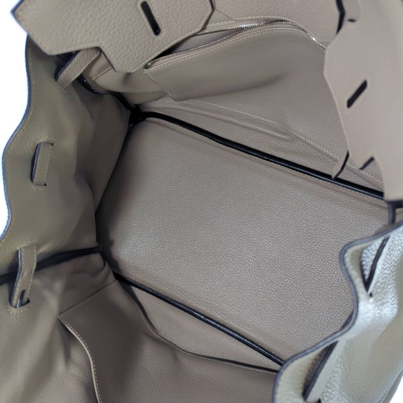 Hermes Birkin 35 Taurillon Clemence Silver Hardware Handbag / Etoupe / Tote Bag
