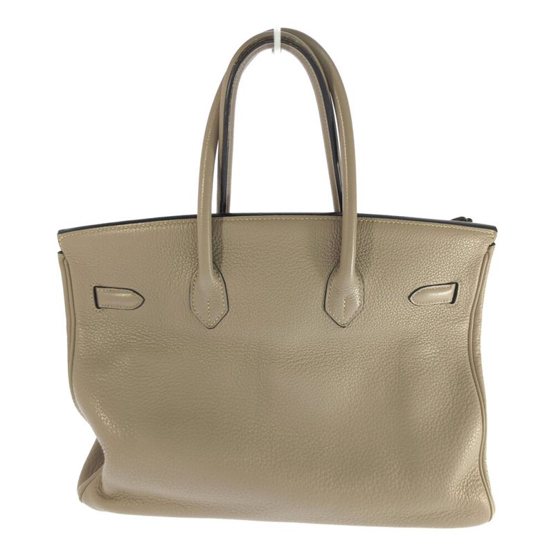 Hermes Birkin 35 Taurillon Clemence Silver Hardware Handbag / Etoupe / Tote Bag