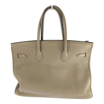 Hermes Birkin 35 Taurillon Clemence Silver Hardware Handbag / Etoupe / Tote Bag