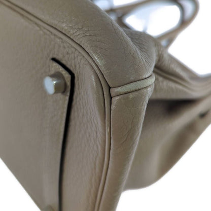 Hermes Birkin 35 Taurillon Clemence Silver Hardware Handbag / Etoupe / Tote Bag