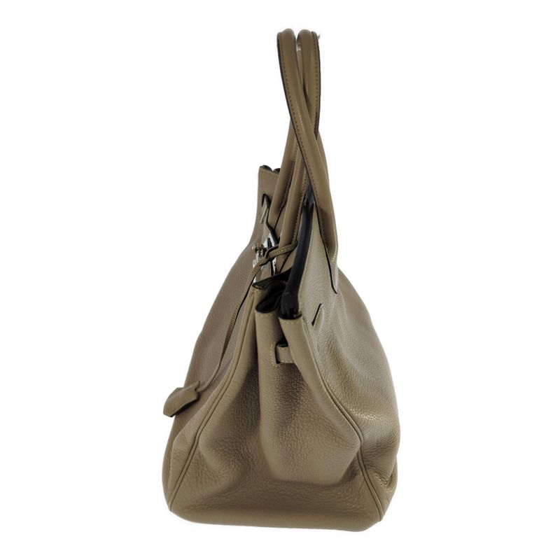 Hermes Birkin 35 Taurillon Clemence Silver Hardware Handbag / Etoupe / Tote Bag