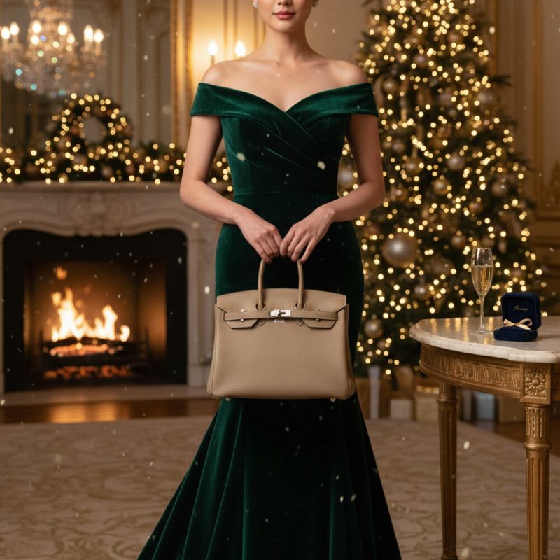 Hermes Birkin 35 Taurillon Clemence Silver Hardware Handbag / Etoupe / Tote Bag