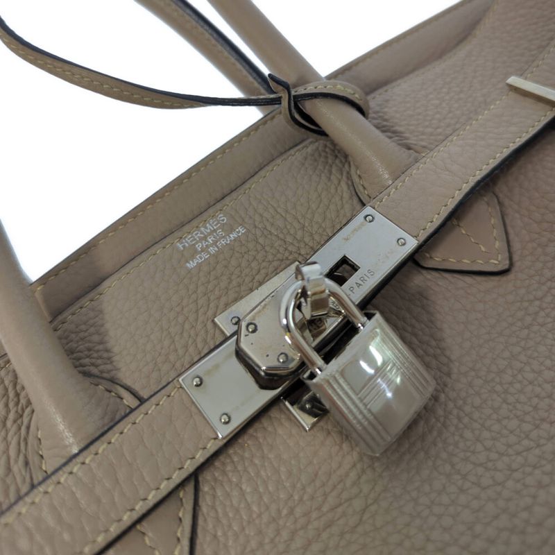 Hermes Birkin 35 Taurillon Clemence Silver Hardware Handbag / Etoupe / Tote Bag