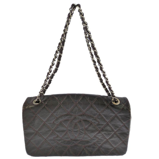 Chanel Coco Mark Wrinkled W Chain Handbag / Bordeaux / Next Day Delivery