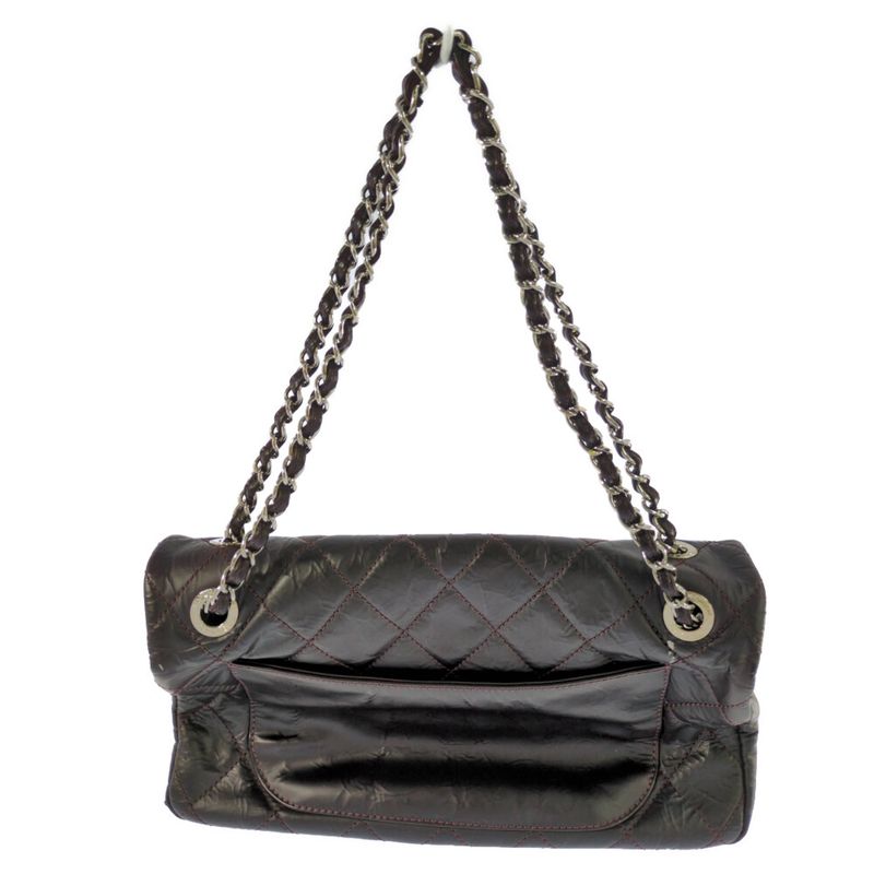 Chanel Coco Mark Wrinkled W Chain Handbag / Bordeaux / Next Day Delivery