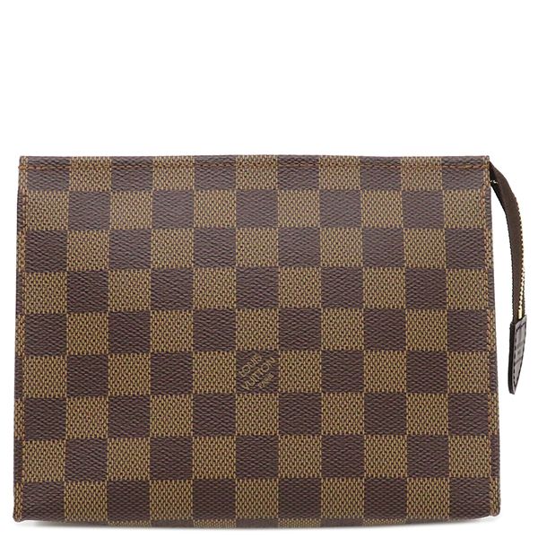 Louis Vuitton Cosmetic Pouch Poche Toilette 19 Damier Canvas Damier Ebene Gold