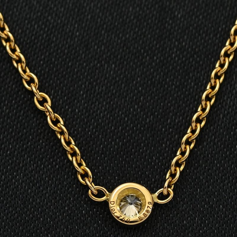 Christian DIOR Mimioui 1P Diamond Necklace And Pendant /18K Yellow Gold/750-2.7g