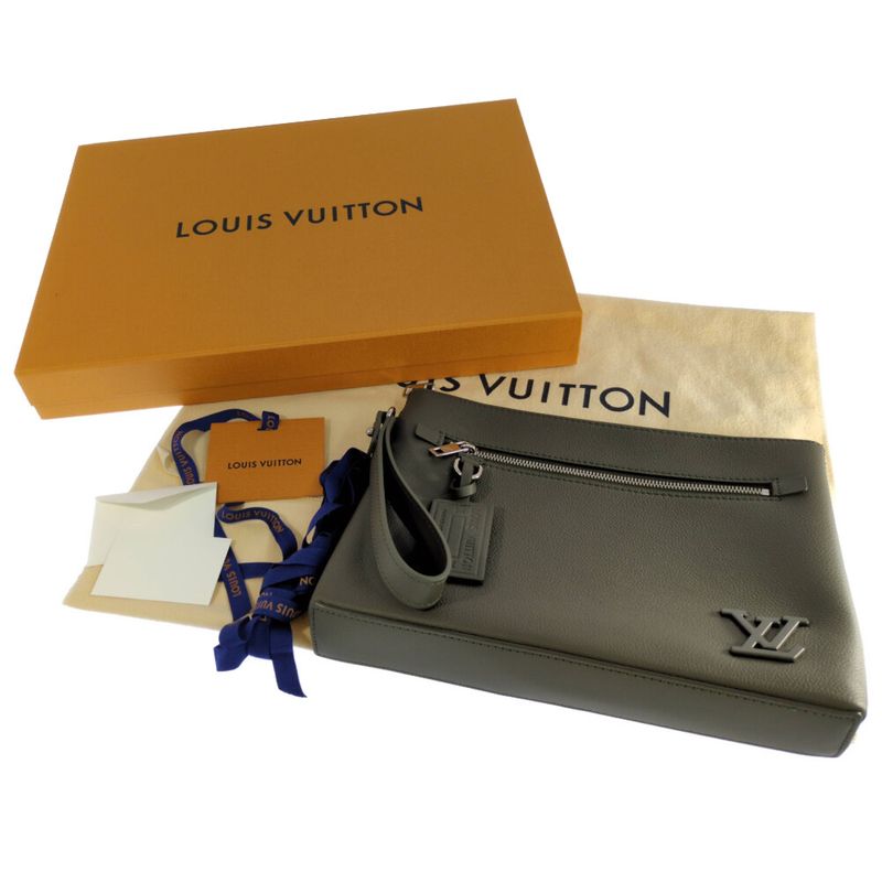 Louis Vuitton LV Aerogram Takeoff Pouch Clutch Bag / M81735 / Olive / Next Day