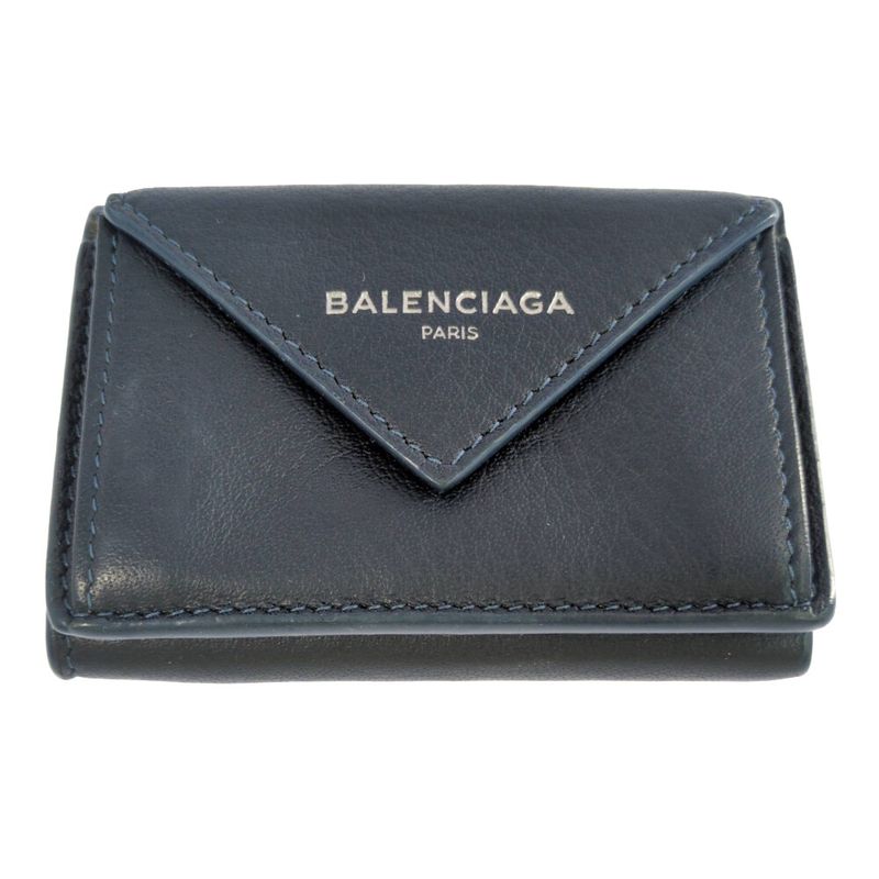 Balenciaga Paper Mini Trifold Wallet / 391446 / Navy / Next Day Delivery A