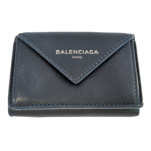 Balenciaga Paper Mini Trifold Wallet / 391446 / Navy / Next Day Delivery A