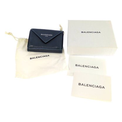 Balenciaga Paper Mini Trifold Wallet / 391446 / Navy / Next Day Delivery A