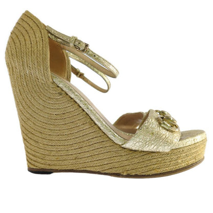 Gucci Horsebit Wedge Sole Sandal Shoes / 414965 / 36 / Gold / Next Day Delivery
