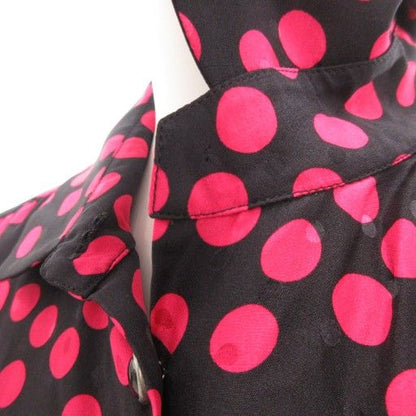 Saint Laurent Paris 18 Silk Shirt Dress F36 Knee Length Long Sleeves Dotted