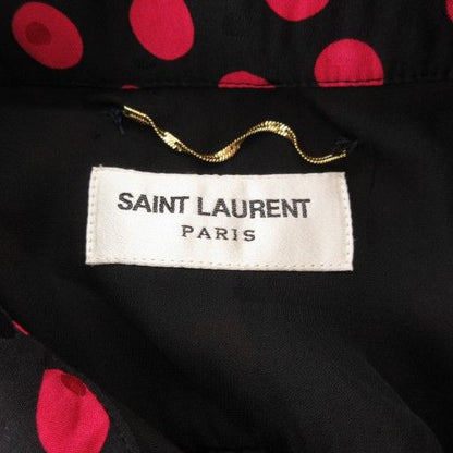 Saint Laurent Paris 18 Silk Shirt Dress F36 Knee Length Long Sleeves Dotted