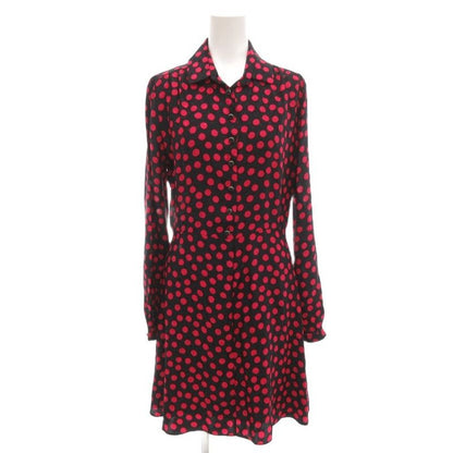 Saint Laurent Paris 18 Silk Shirt Dress F36 Knee Length Long Sleeves Dotted