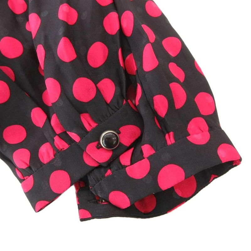 Saint Laurent Paris 18 Silk Shirt Dress F36 Knee Length Long Sleeves Dotted