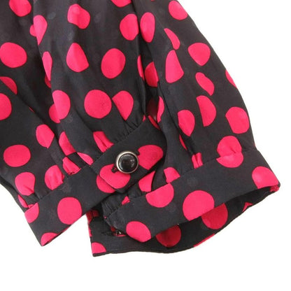 Saint Laurent Paris 18 Silk Shirt Dress F36 Knee Length Long Sleeves Dotted