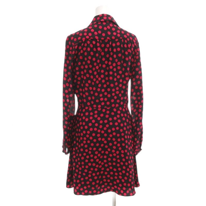 Saint Laurent Paris 18 Silk Shirt Dress F36 Knee Length Long Sleeves Dotted