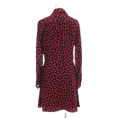 Saint Laurent Paris 18 Silk Shirt Dress F36 Knee Length Long Sleeves Dotted