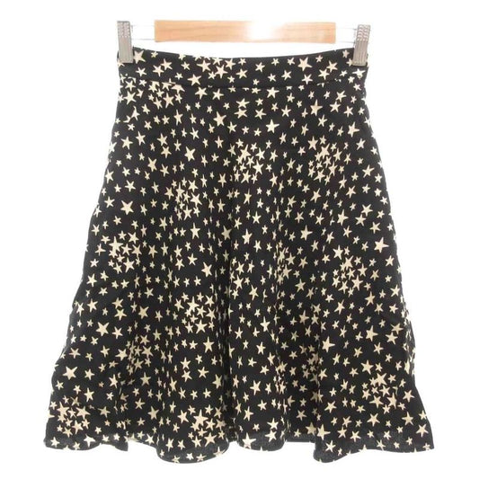 Saint Laurent Paris Skirt F34 Flared Knee Length Star Pattern All Black AE -