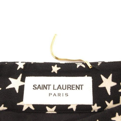 Saint Laurent Paris Skirt F34 Flared Knee Length Star Pattern All Black AE -
