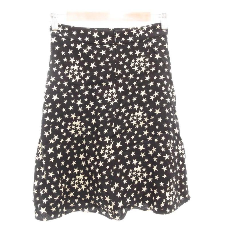 Saint Laurent Paris Skirt F34 Flared Knee Length Star Pattern All Black AE -