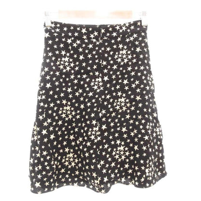 Saint Laurent Paris Skirt F34 Flared Knee Length Star Pattern All Black AE -