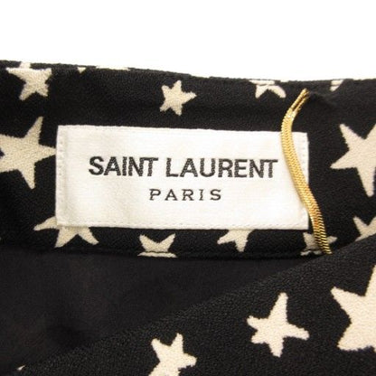 Saint Laurent Paris Skirt F34 Flared Knee Length Star Pattern All Black AE -