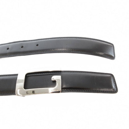 Gucci Leather Belt Interlocking G Buckle Silver Hardware 124691 Genuine Leather