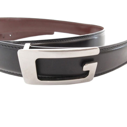 Gucci Leather Belt Interlocking G Buckle Silver Hardware 124691 Genuine Leather