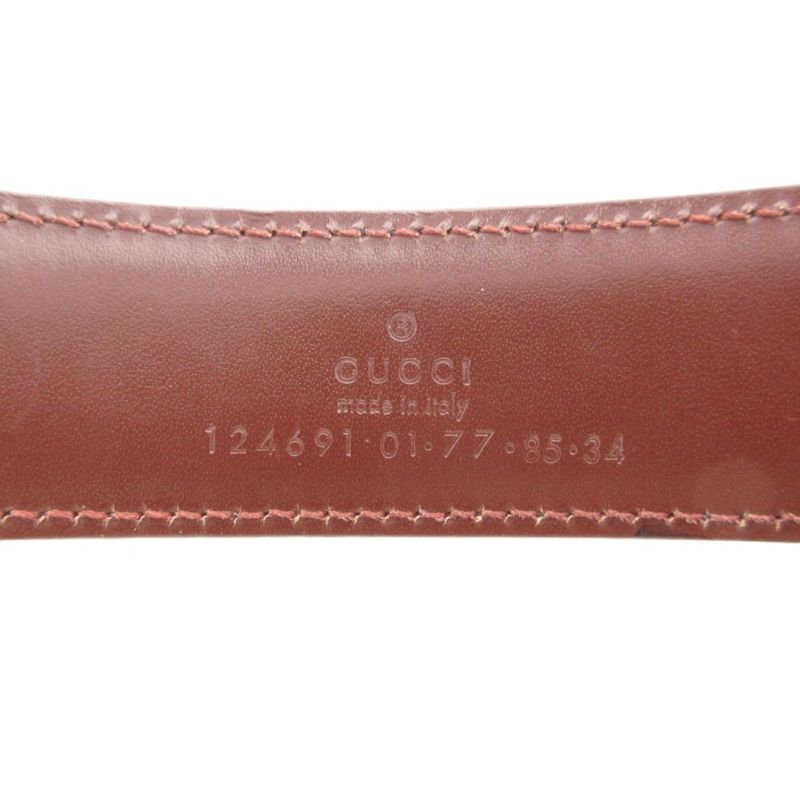 Gucci Leather Belt Interlocking G Buckle Silver Hardware 124691 Genuine Leather