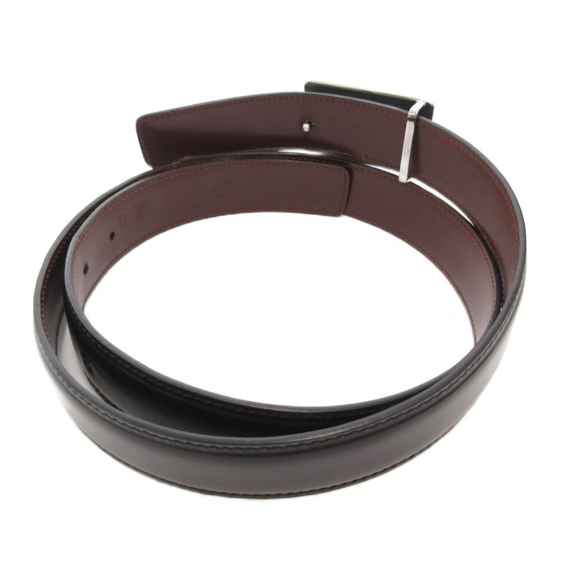 Gucci Leather Belt Interlocking G Buckle Silver Hardware 124691 Genuine Leather