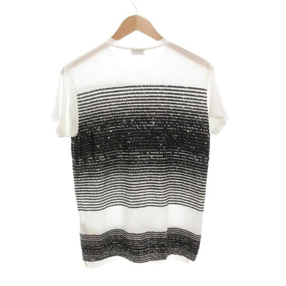 Saint Laurent Paris 18 T-shirt S Short Sleeve Sequined Crew Neck White Black AE