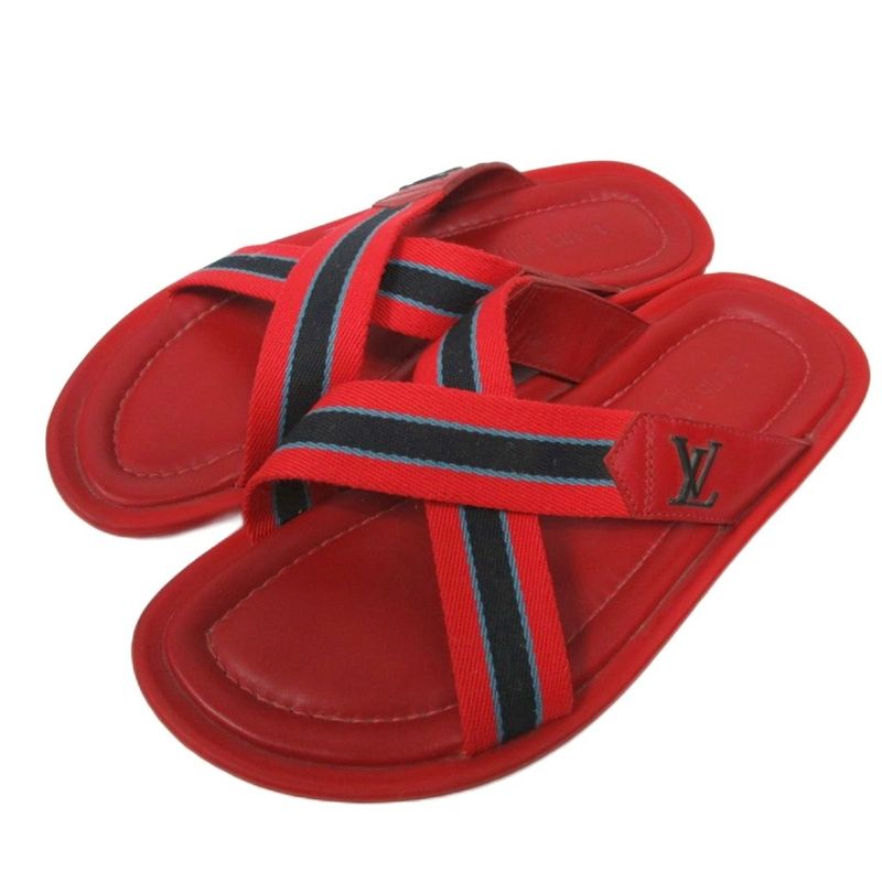 Louis Vuitton LV Easy Mules Cross Strap Sandals Thong Sandals Flip Flops Red