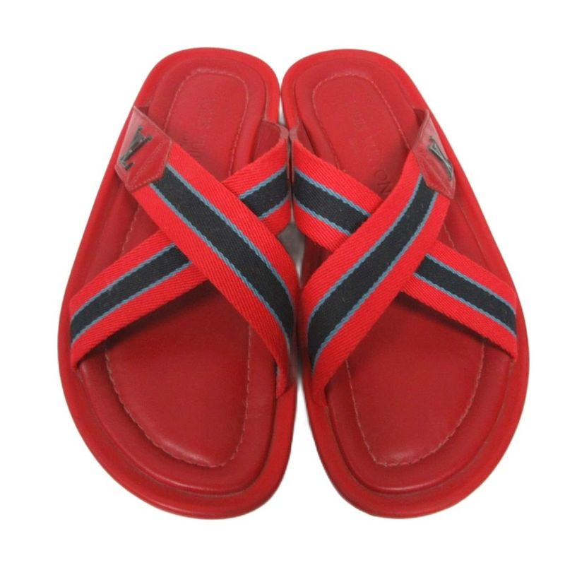Louis Vuitton LV Easy Mules Cross Strap Sandals Thong Sandals Flip Flops Red