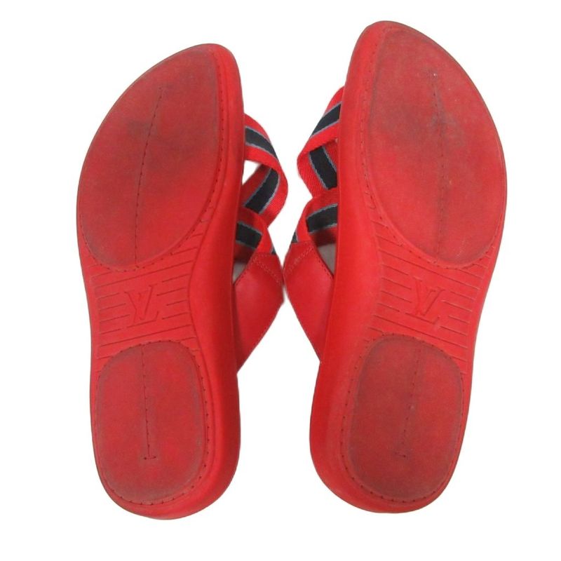 Louis Vuitton LV Easy Mules Cross Strap Sandals Thong Sandals Flip Flops Red