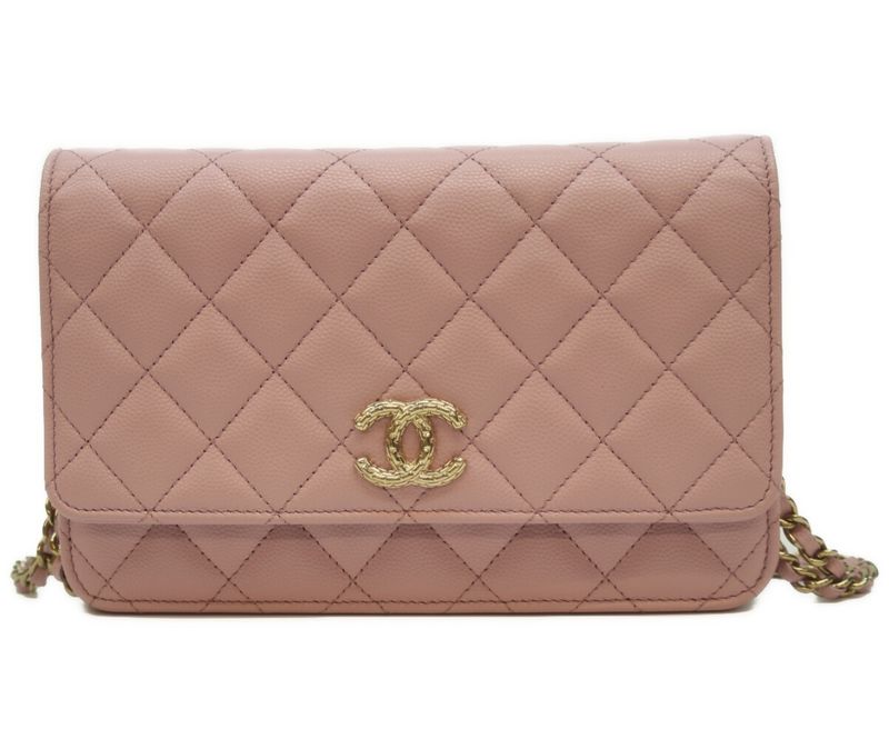 Chanel Lavender Ap3971 Ghardware Caviar Skin Chain Wallet