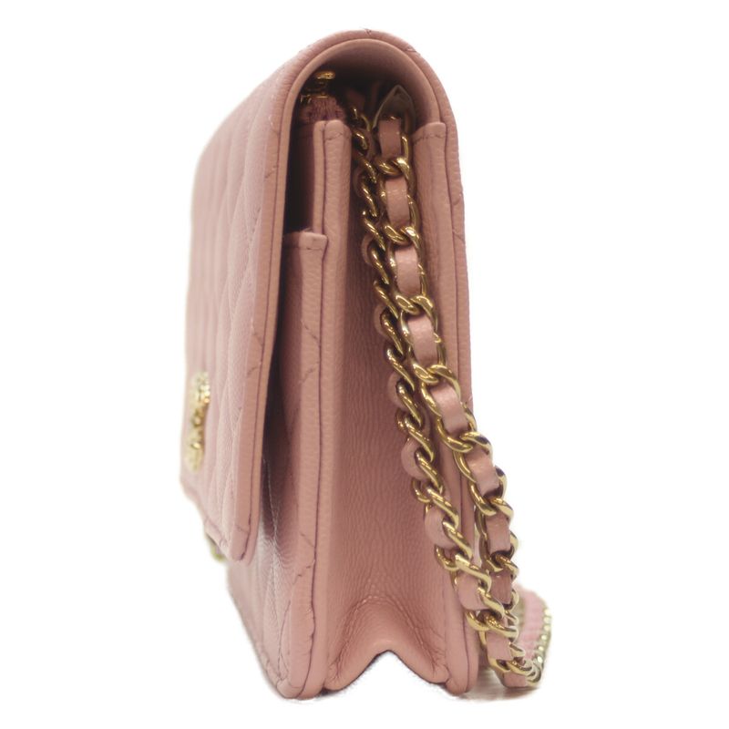 Chanel Lavender Ap3971 Ghardware Caviar Skin Chain Wallet