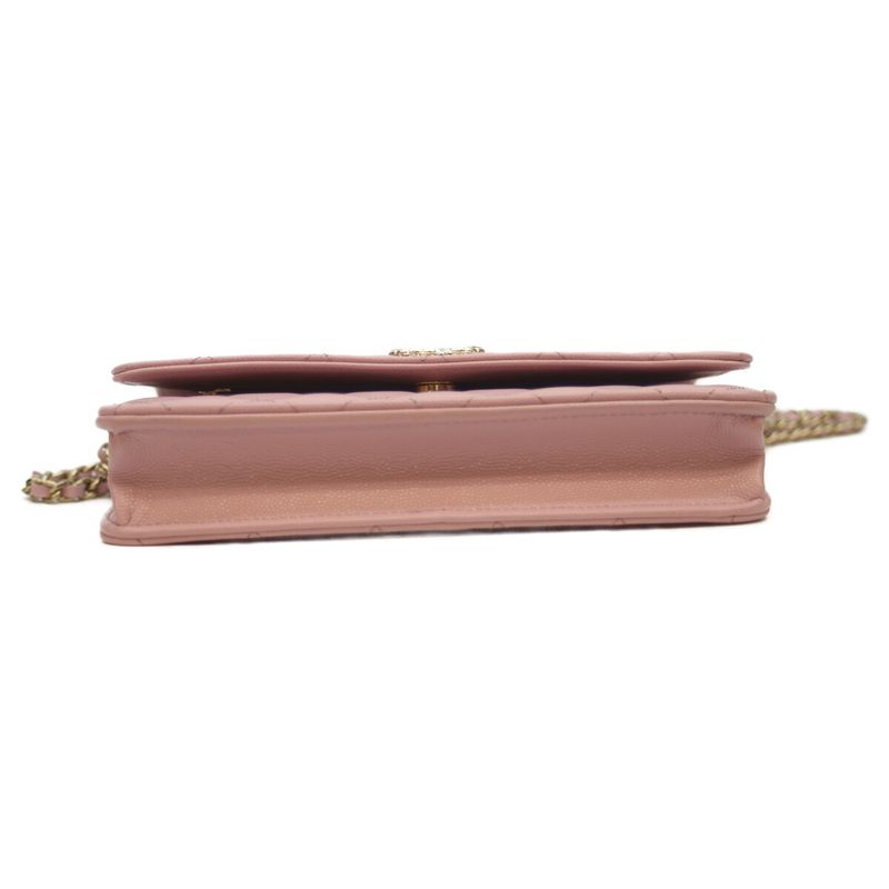 Chanel Lavender Ap3971 Ghardware Caviar Skin Chain Wallet