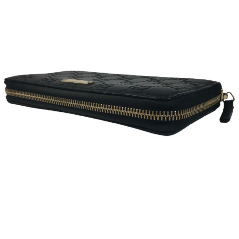 Gucci Guccissima Round Zipper Long Wallet 307980 Black Used Main Item Only