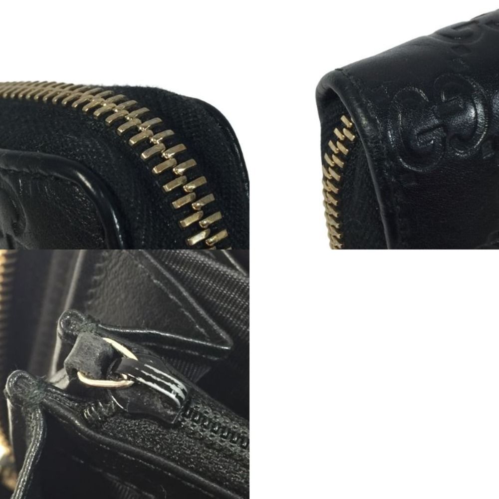 Gucci Guccissima Round Zipper Long Wallet 307980 Black Used Main Item Only