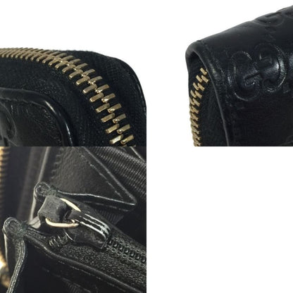 Gucci Guccissima Round Zipper Long Wallet 307980 Black Used Main Item Only