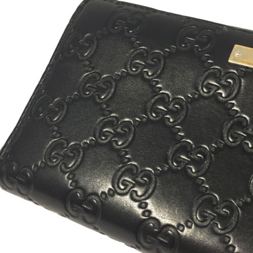 Gucci Guccissima Round Zipper Long Wallet 307980 Black Used Main Item Only
