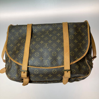 Louis Vuitton Monogram Saumur 43 Shoulder Bag M42252 Brown Inner Pocket Frayed