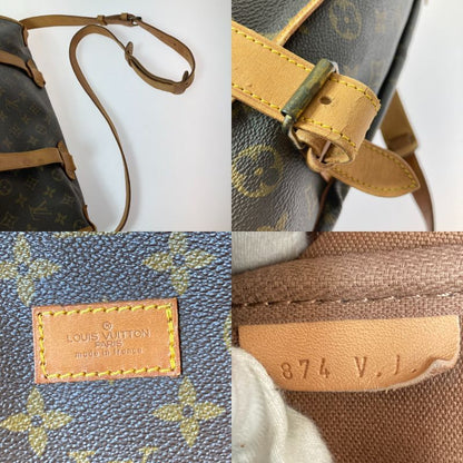 Louis Vuitton Monogram Saumur 43 Shoulder Bag M42252 Brown Inner Pocket Frayed