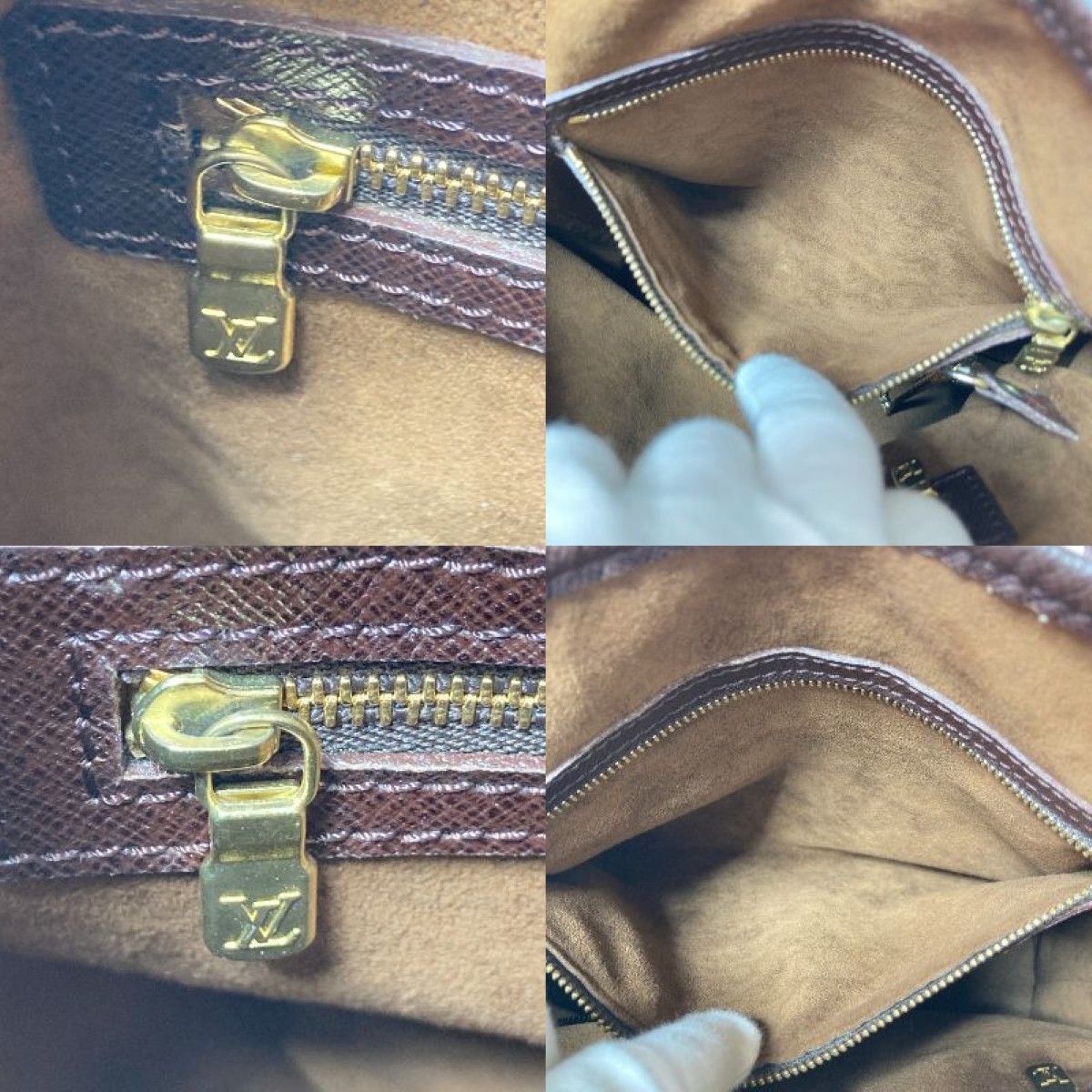 Louis Vuitton Damier Marais Tote Bag Shoulder Bag N42240 Ebene Attached Pouch