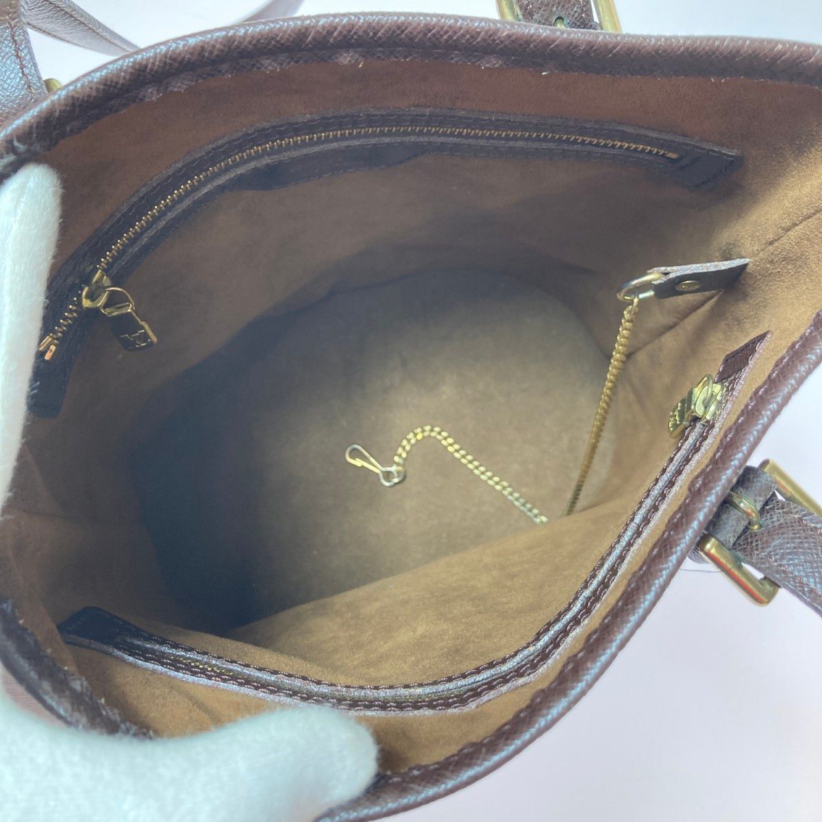 Louis Vuitton Damier Marais Tote Bag Shoulder Bag N42240 Ebene Attached Pouch