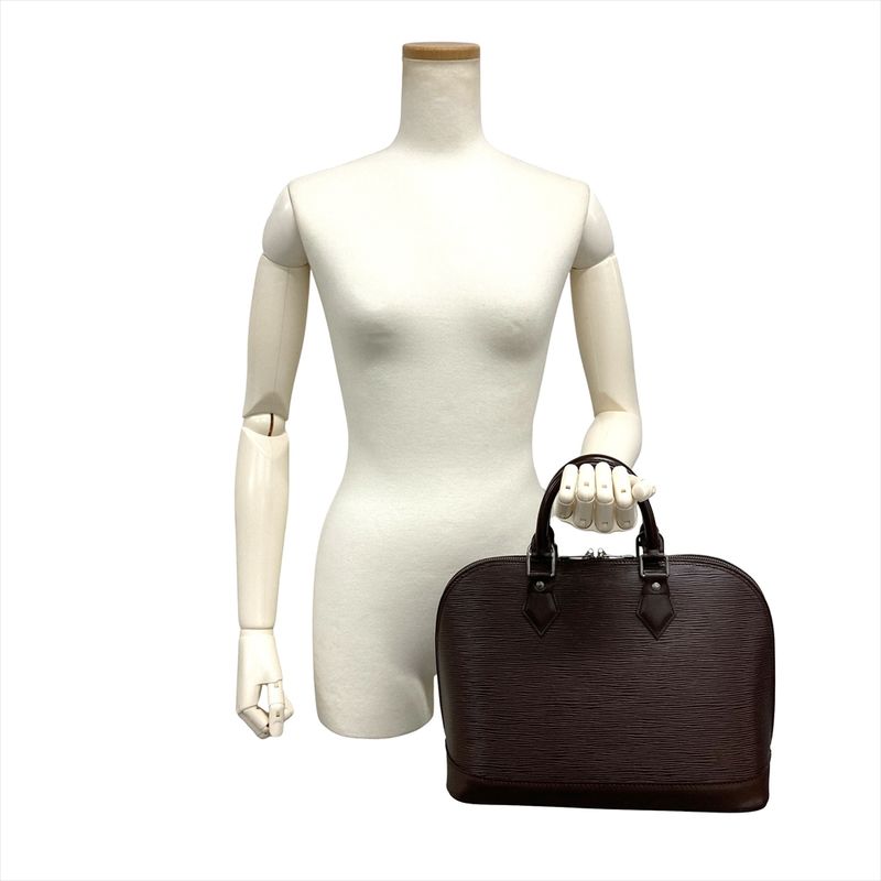 Louis Vuitton Epi Alma Mocca Handbag M5214d Brown Silver Hardware Ar0012 Women